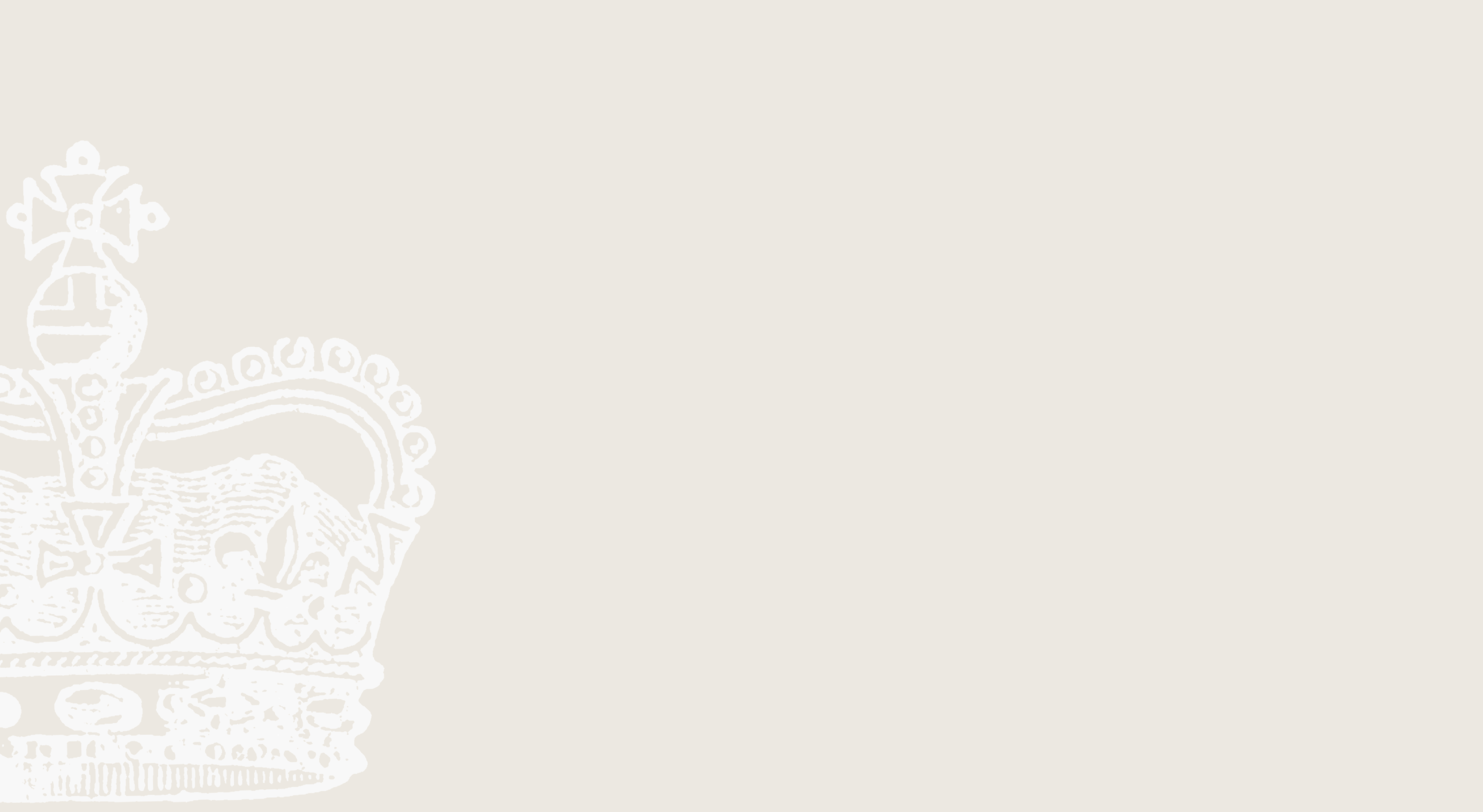 White crown logo on a light beige background